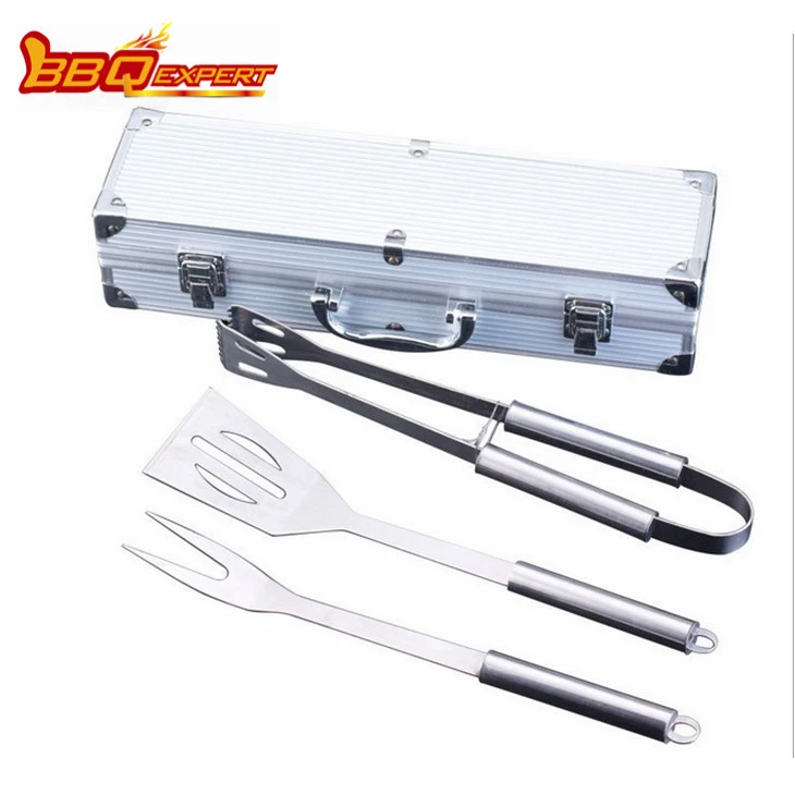 3 Pieces BBQ Set With Aluminum Case Package