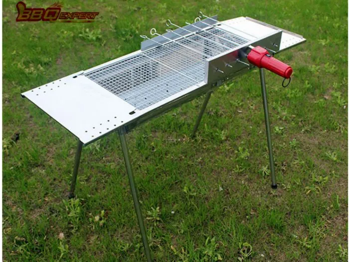 BBQEXPERT Rôtissoire Barbecue Acier Inoxydable Broche Barbecue Rôtissoires Extérieures Barbecue Grill
