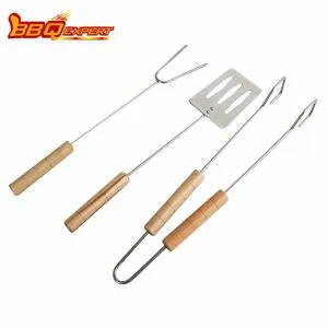 Ensemble d'outils de barbecue en trois pièces, pinces à barbecue, fourchettes et pelle